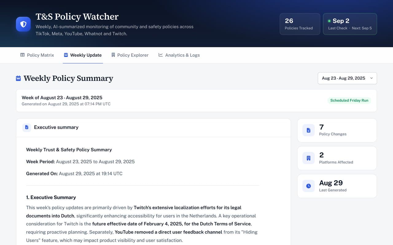 Policy Watcher weekly AI summary